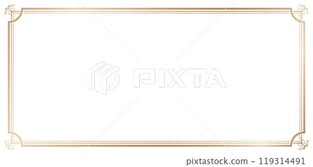 rectangle frame ornamental corner golden colors isolated on white backgrounds simple line corner ornate pattern for design frame for your text or image, borders divider, labels, certificate completion 119314491