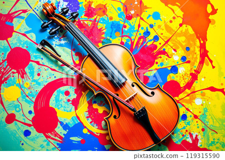 Violin on a colorful abstract background 119315590