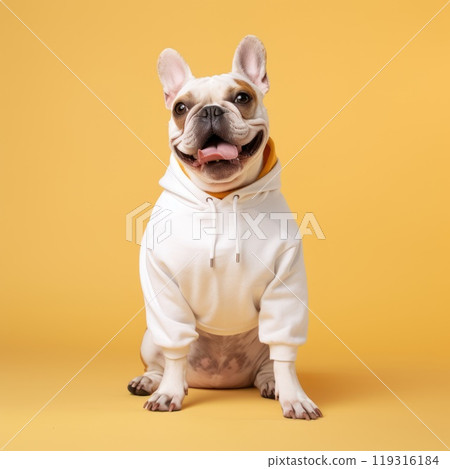 pet dog wear white shirt for mockup, generative AI 119316184