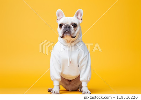 pet dog wear white shirt for mockup, generative AI pet dog wear white shirt for mockup, generative AI 119316220