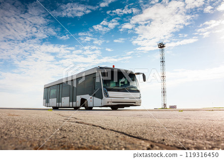 Airport shuttle bus on the apron 119316450