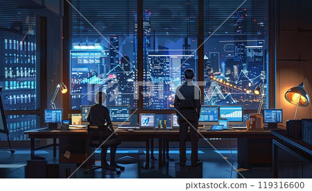 A group of people are gathered around a computer screen together 119316600