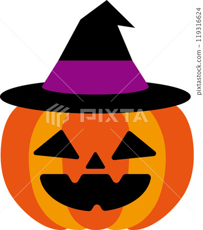 Halloween pumpkin wearing a hat 119316624