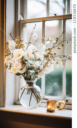 Beautiful bouquet of flowers in a vase. Floral arrangement 119316670