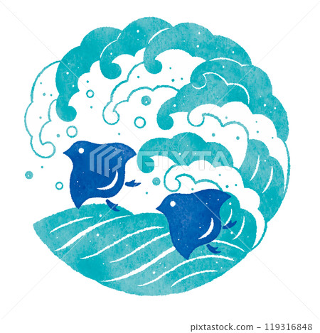 Rough waves and plover, Namimaru illustration 119316848