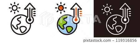 全球暖化。關於環境的圖示。關於永續性、生態學的插圖。 119316856