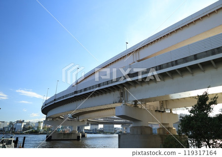 Scenery of Rainbow Bridge over Tokyo Bay 119317164