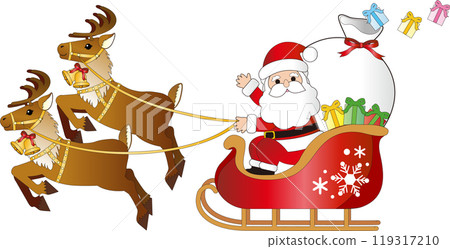 Christmas Santa Claus sleigh reindeer present decoration illustration material Christmas Santa Claus sleigh reindeer present decoration illustration material 119317210
