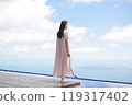 Biwako Terrace, woman, back view, sightseeing, scenery, activity 119317402