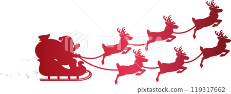 Christmas Santa Claus reindeer sleigh silhouette illustration material 119317662