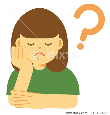 一個女人思考與懷疑的插圖 一個女人思考與懷疑的插圖 119317823