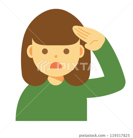 Illustration of a woman looking with a troubled face Illustration of a woman looking with a troubled face 119317825