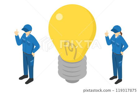 等距插圖：受啟發的工廠工人 119317875