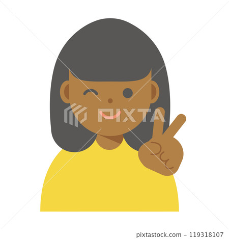 一個女人和平相處並眨眼的插圖 一個女人和平相處並眨眼的插圖 119318107
