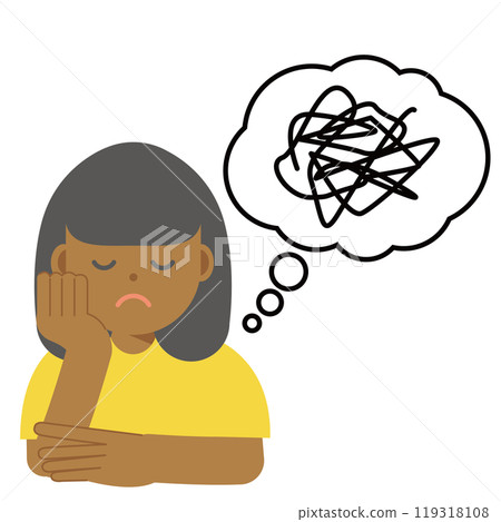 Illustration of a woman who can't think clearly Illustration of a woman who can't think clearly 119318108