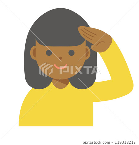 一個微笑的女人敬禮的插圖 一個微笑的女人敬禮的插圖 119318212