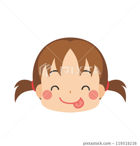 一個可愛的小女孩的表情符號插圖,帶有美味的表情圖標面部表情白色背景向量 一個可愛的小女孩的表情符號插圖,帶有美味的表情圖標面部表情白色背景向量 119318216
