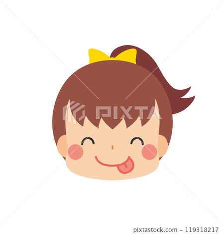 一個可愛的小女孩的表情符號插圖,帶有美味的表情圖標面部表情白色背景向量 一個可愛的小女孩的表情符號插圖,帶有美味的表情圖標面部表情白色背景向量 119318217