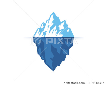 Iceberg Floating in Blue Ocean Vector, Isolated flat style Illustration. 119318314