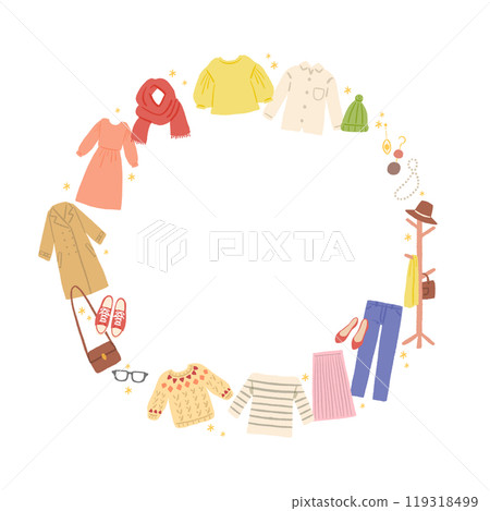 A frame of illustrations of various clothes and fashion items 119318499
