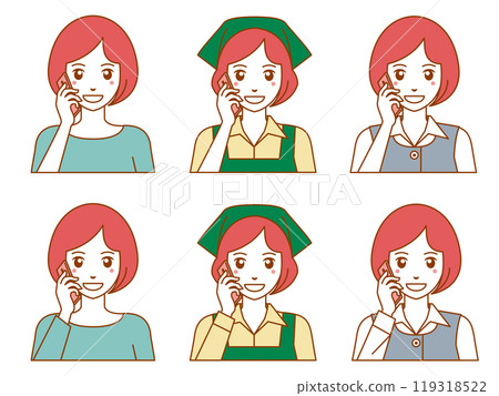 一位女士擁有透過智慧型手機撥打電話的快捷方式 119318522