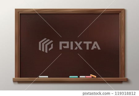 School blackboard isolated on wall background 119318812