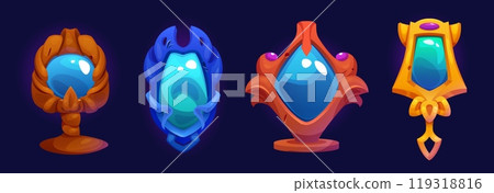 Magic mirrors set isolated on black background Magic mirrors set isolated on black background 119318816