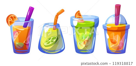 Cold lemonade beverage in glass 119318817