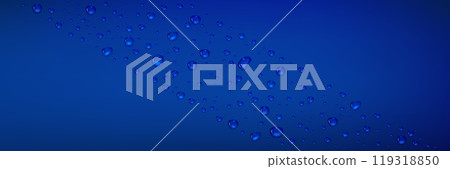 Water droplets on dark blue glossy surface. Water droplets on dark blue glossy surface. 119318850