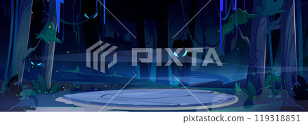 Spooky haunted forest night landscape Spooky haunted forest night landscape 119318851