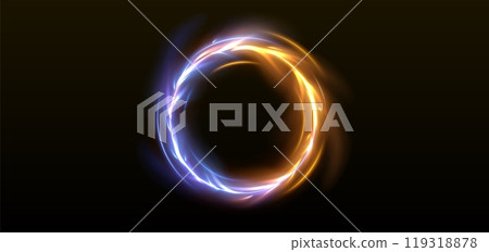 Vs fire effect circle frame. Flame light ring 119318878