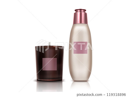 Aroma candle and cosmetic bottle mockup 119318896