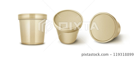 Brown plastic or paper container for ice cream. Brown plastic or paper container for ice cream. 119318899