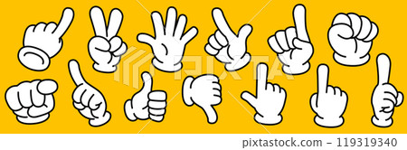 Hand sign icon illustration set (white background) 119319340