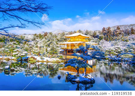 Kinkakuji Temple in the snow 119319538