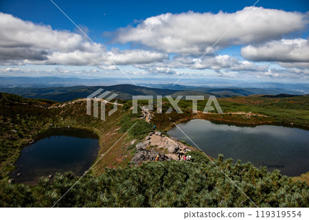 Snow-capped Mount Asahidake, Hokkaido's main peak 119319554