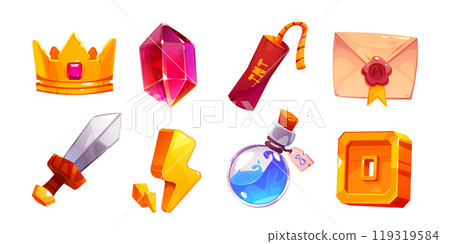 Game ui interface icon cartoon vector element set 119319584