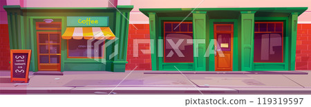 Cafe shop street exterior vector city storefront 119319597