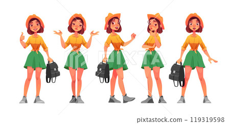 Woman character cartoon pose illustration set 119319598