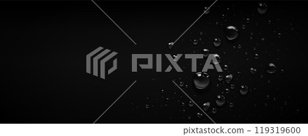 Rain water drop bubble vector black background 119319600