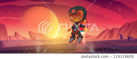Astronaut character landing on alien planet 119319608