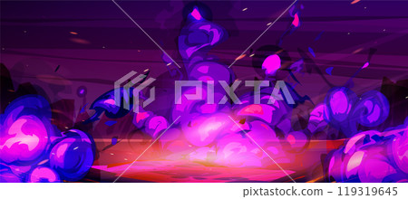 Cartoon purple fire explosion game vector design Cartoon purple fire explosion game vector design 119319645