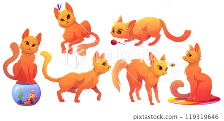Vector cartoon cat character pose illustration set Vector cartoon cat character pose illustration set 119319646