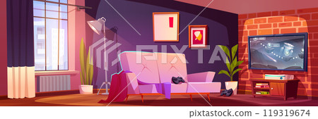 Modern room interior with video game on tv 119319674