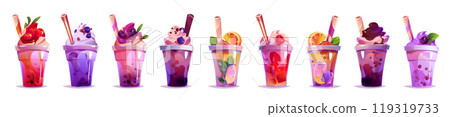 Milk tea bubble drink vector juice cup cartoon 119319733