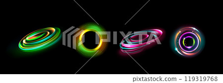 Neon optical halo flares with light glow vector 119319768
