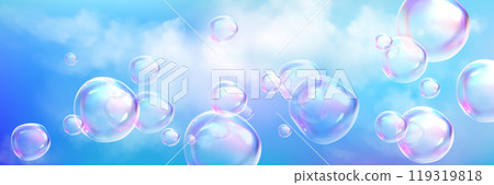 Realistic cloud background with iridescent foam 119319818