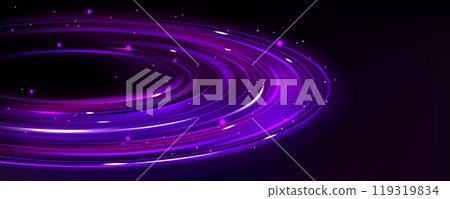 Purple planet ring with neon light background 119319834
