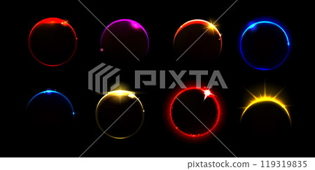 Solar planet eclipse light, sunrise flare effect 119319835