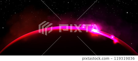 Earth, planet or moon horizon at sunrise 119319836